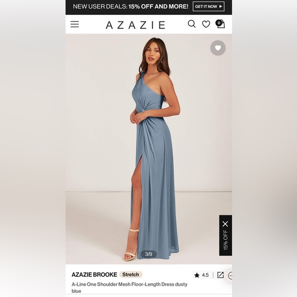 Dusty blue one shoulder bridesmaids dress - Picture 2 of 6